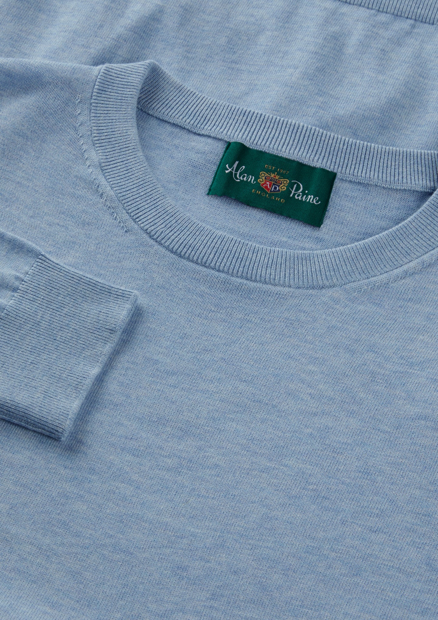 Men's Cotton Crew Neck Jumper in Light Blue