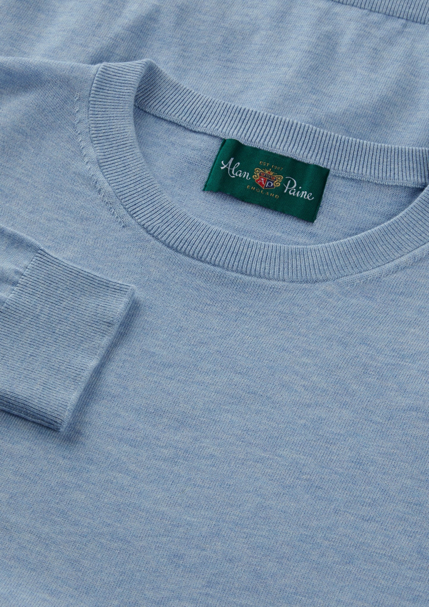 Men's Cotton Crew Neck Jumper in Light Blue