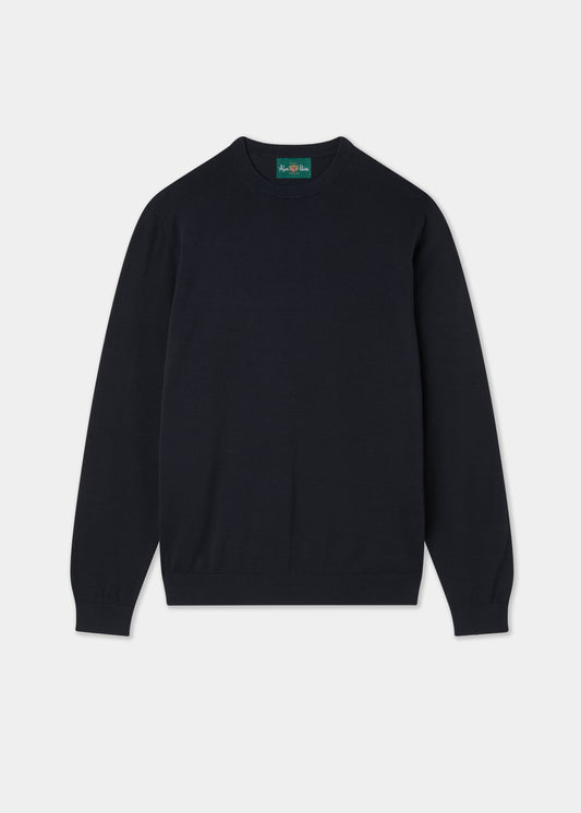 Men's Cotton Crew Neck Jumper in Dark Navy