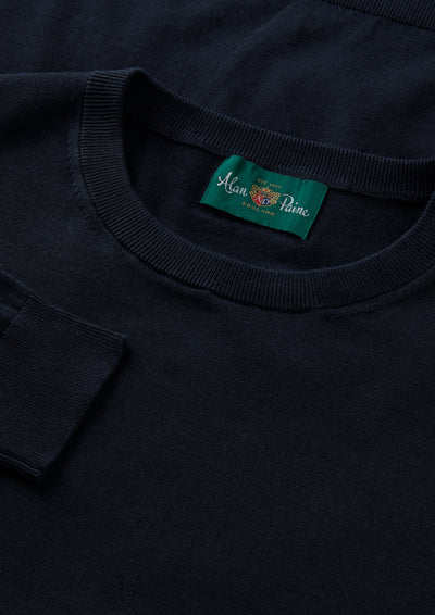 Men's Cotton Crew Neck Jumper in Dark Navy