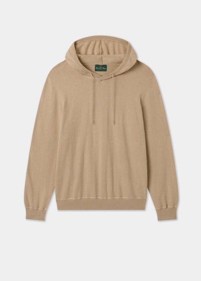 Mens Cotton Merino Hoodie Jumper in Beige