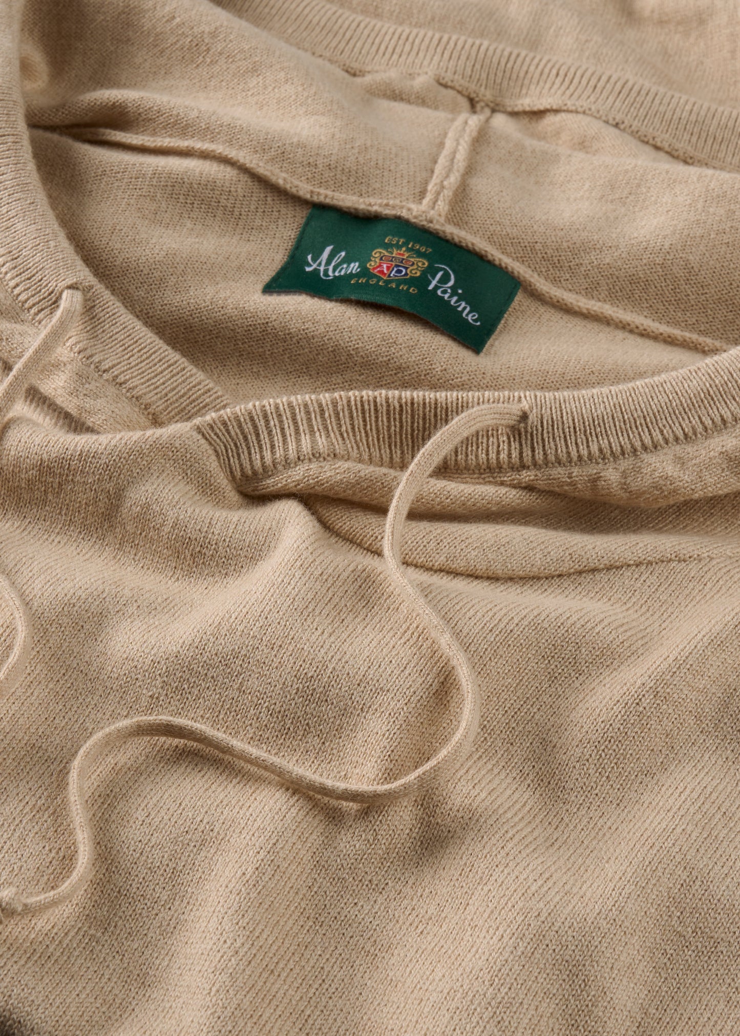 Mens Cotton Merino Hoodie Jumper in Beige