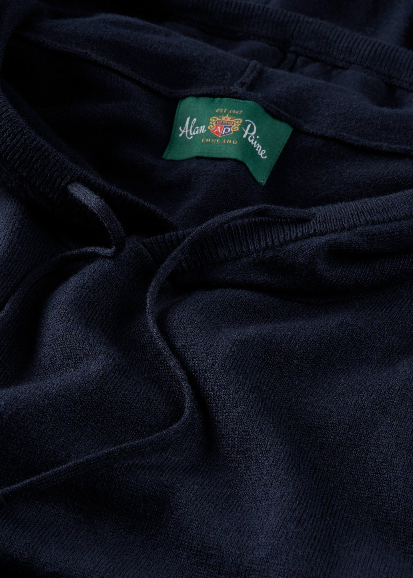 Mens Cotton Merino Hoodie Jumper in Navy