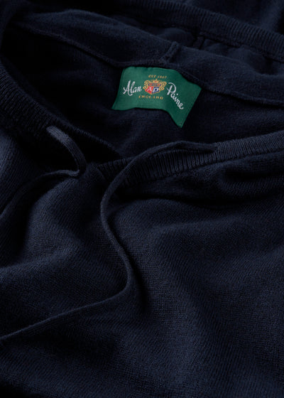 Mens Cotton Merino Hoodie Jumper in Navy