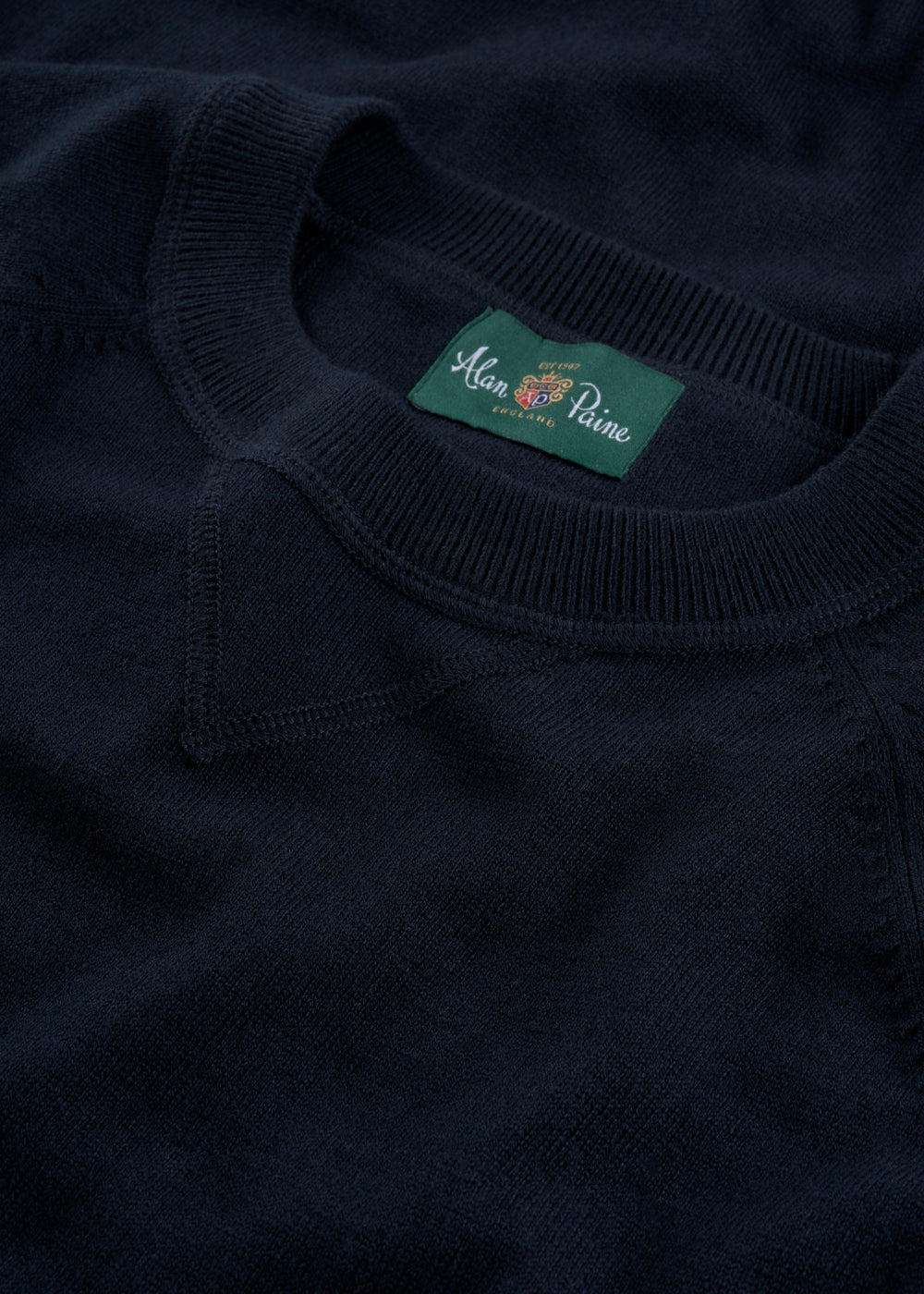 Men's Cotton Merino Crew Neck Sweatshirt Jumper in Dark Navy