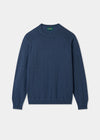 Men's Cotton Merino Crew Neck Sweatshirt Jumper in Denim