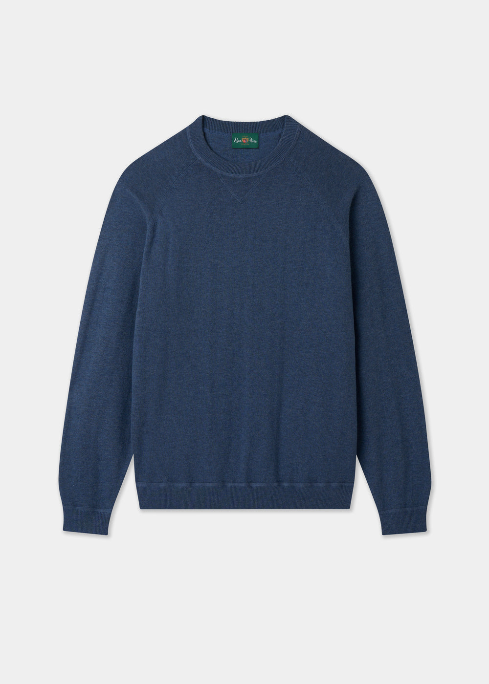Men's Cotton Merino Crew Neck Sweatshirt Jumper in Denim