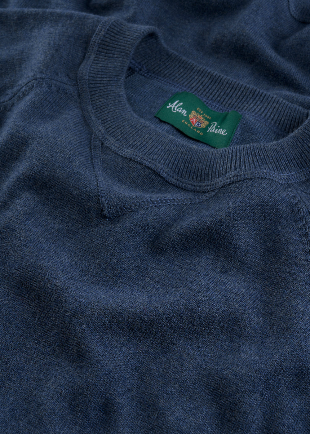 Men's Cotton Merino Crew Neck Sweatshirt Jumper in Denim