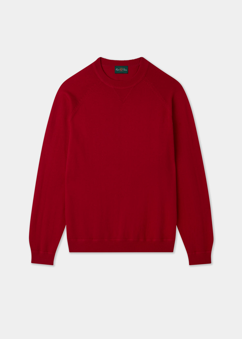 Men's Cotton Merino Crew Neck Sweatshirt Jumper in Red