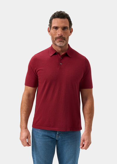 Men's Cotton Polo Shirt in Dark Red