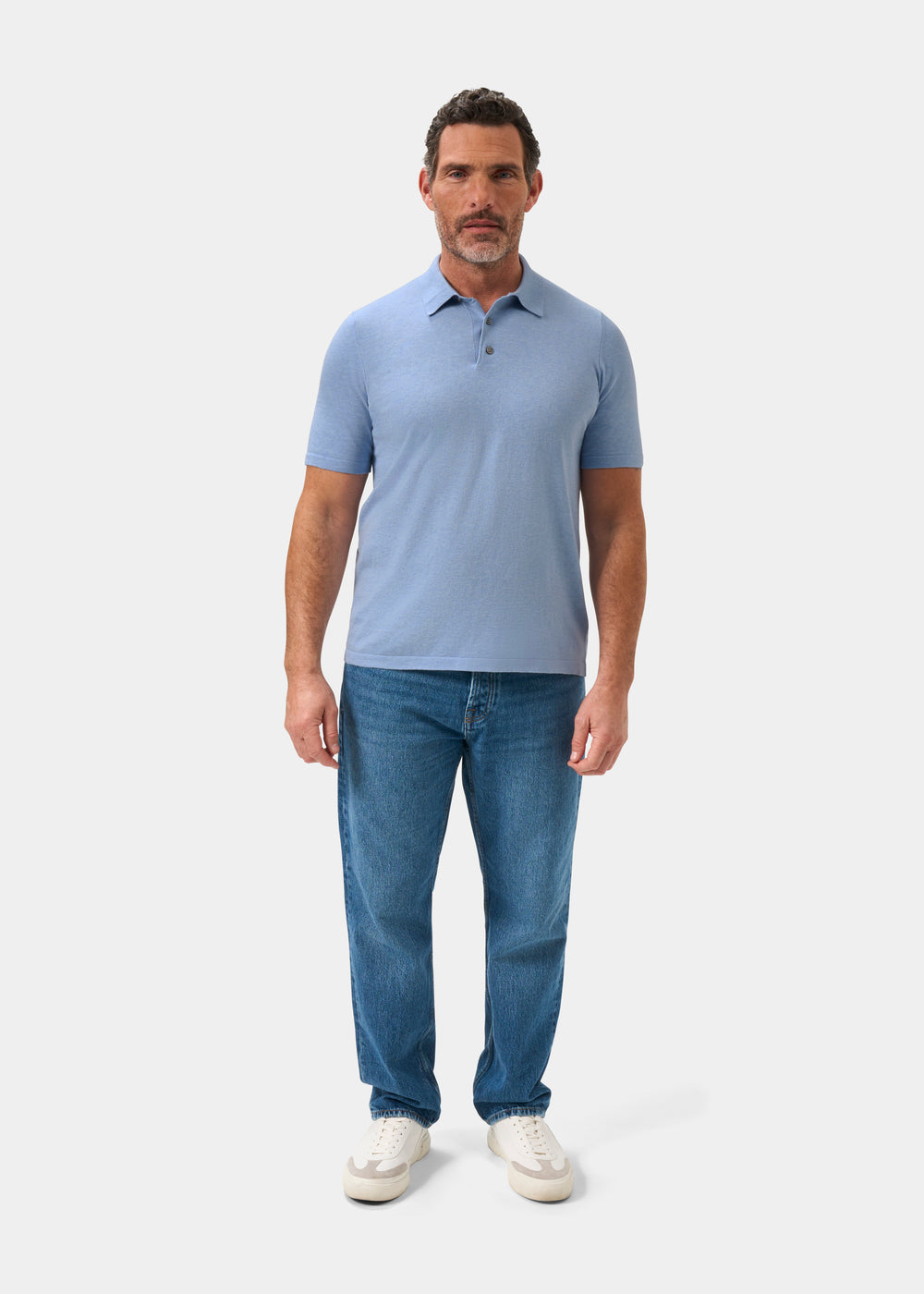 Men's Cotton Polo Shirt in Light Blue