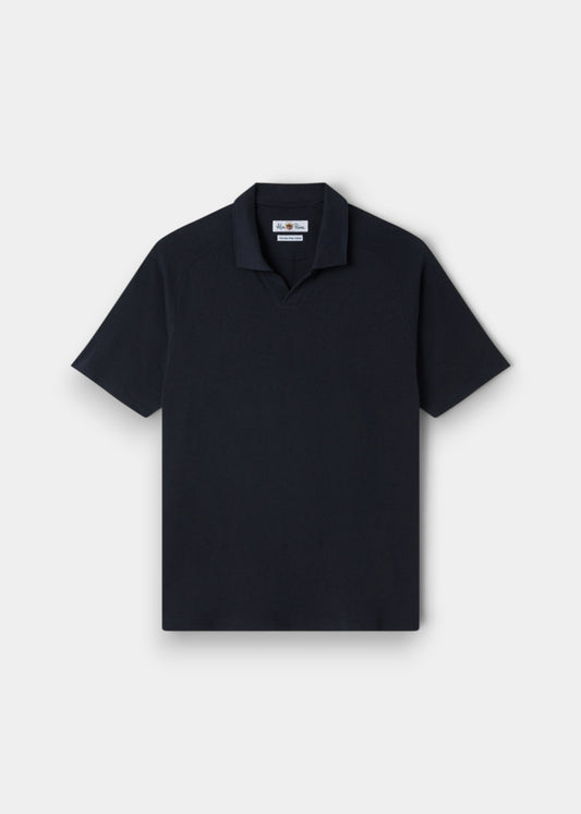 Hayling Men's Open Collar Polo In Navy