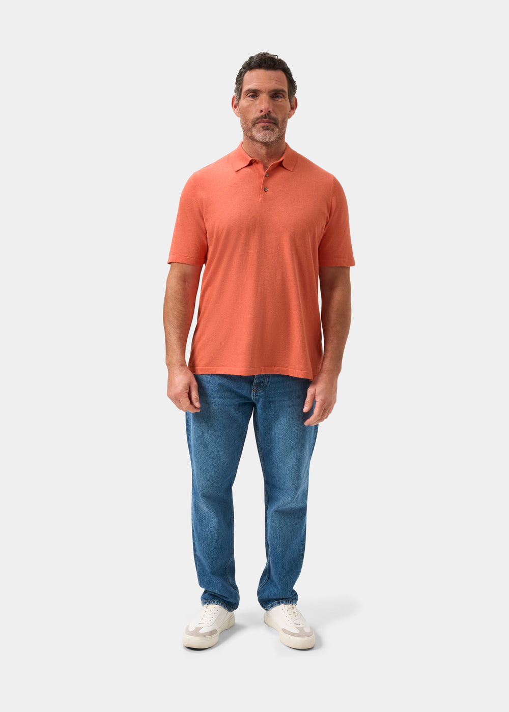Men's Cotton Polo Shirt in Coral