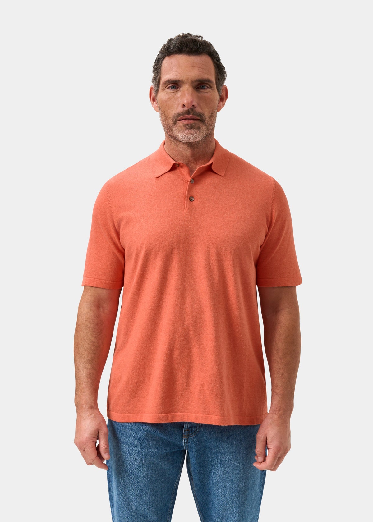 Men's Cotton Polo Shirt in Coral