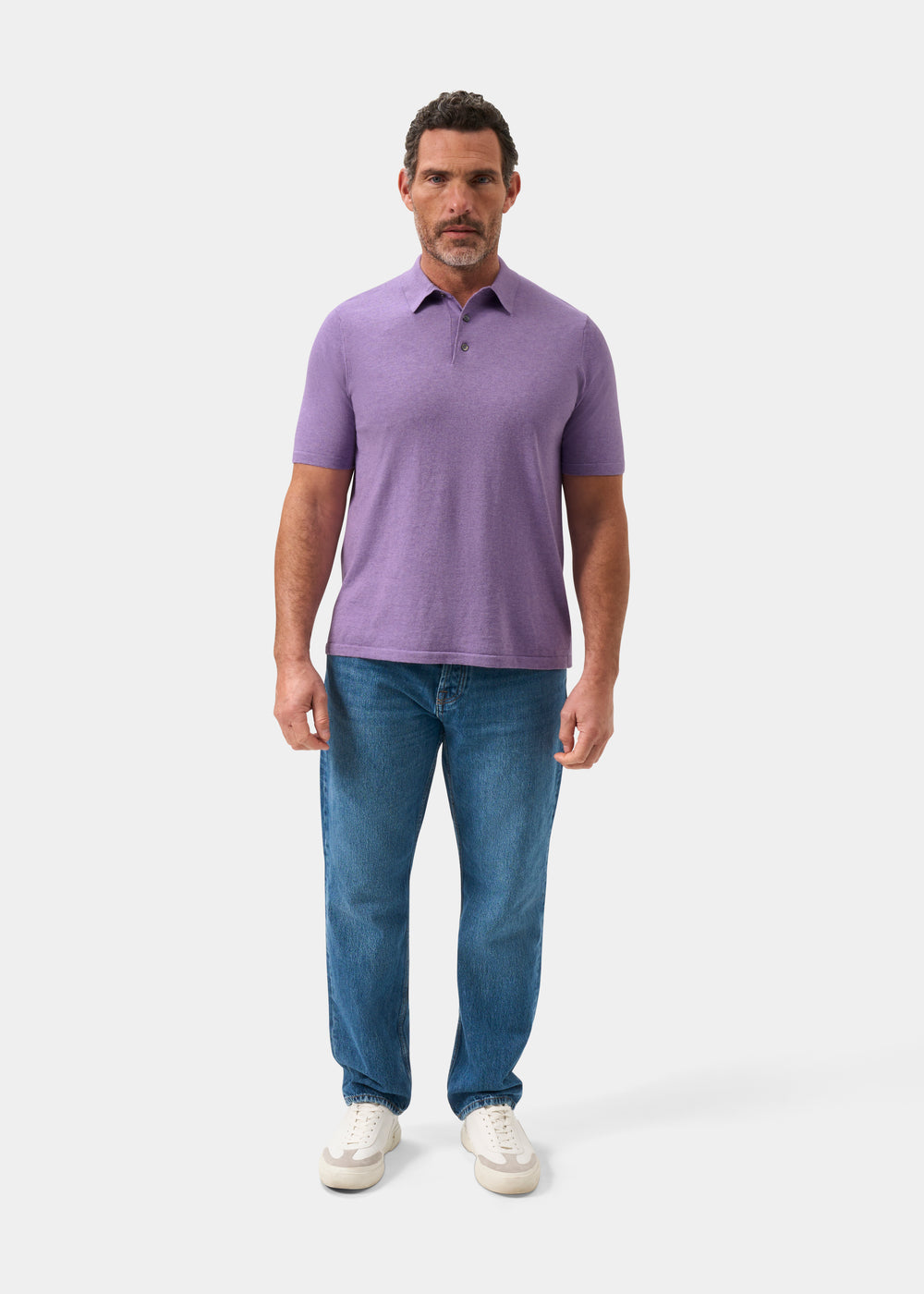 Men's Cotton Polo Shirt in Pale Purple