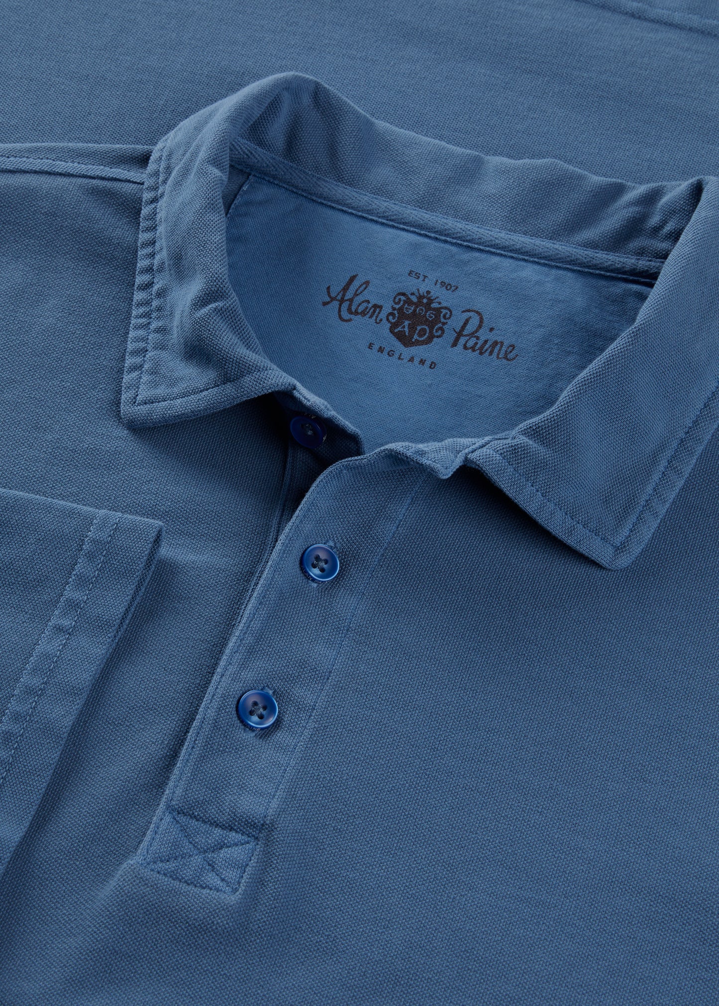 Men's Pique Cotton Polo Shirt in Blue