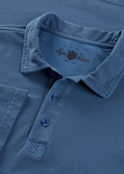 Men's Pique Cotton Polo Shirt in Blue