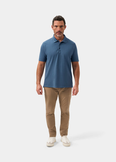 Men's Pique Cotton Polo Shirt in Blue