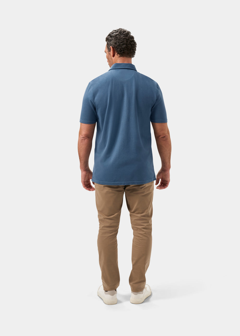 Men's Pique Cotton Polo Shirt in Blue