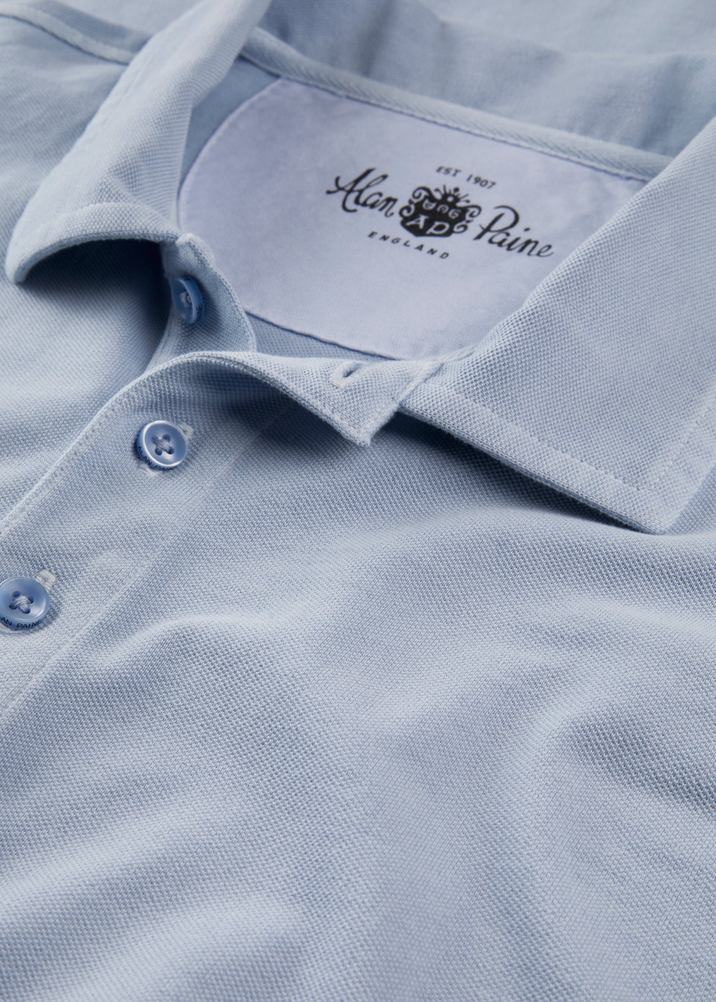 Men's Pique Cotton Polo Shirt in Light Blue
