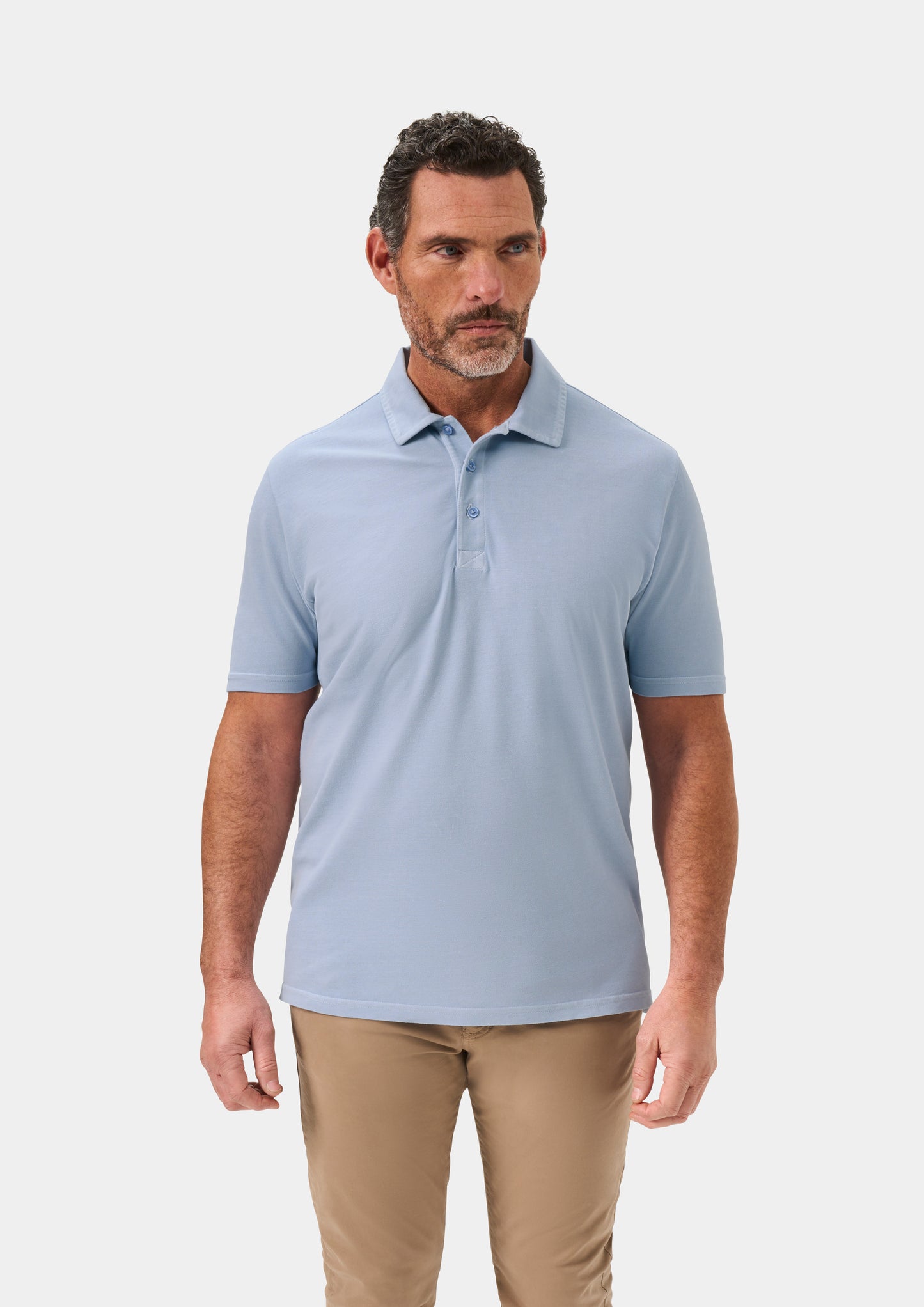 Men's Pique Cotton Polo Shirt in Light Blue
