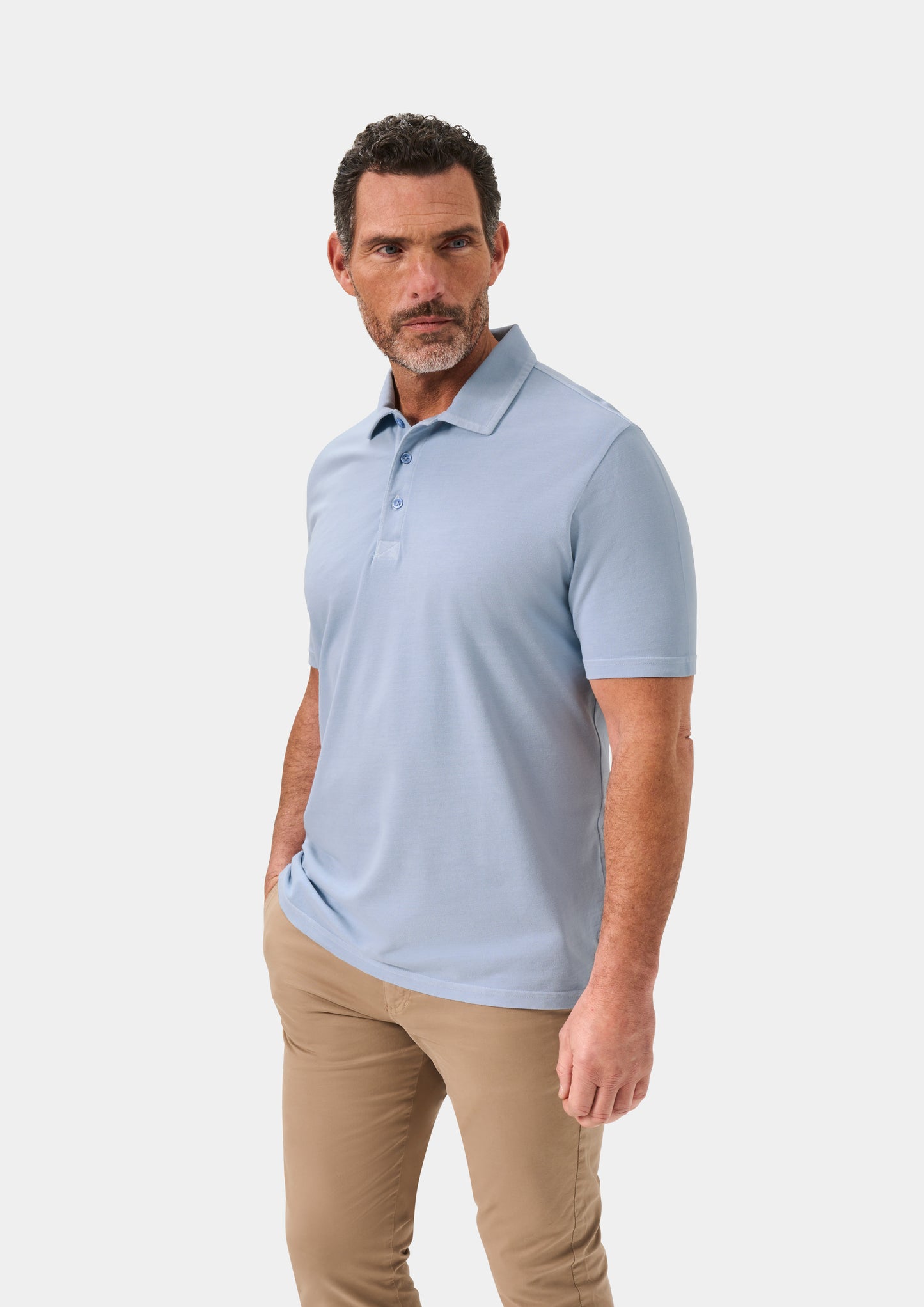 Men's Pique Cotton Polo Shirt in Light Blue