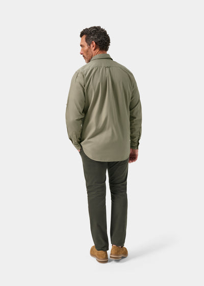 Mens Cotton Long Sleeve Shirt in Green
