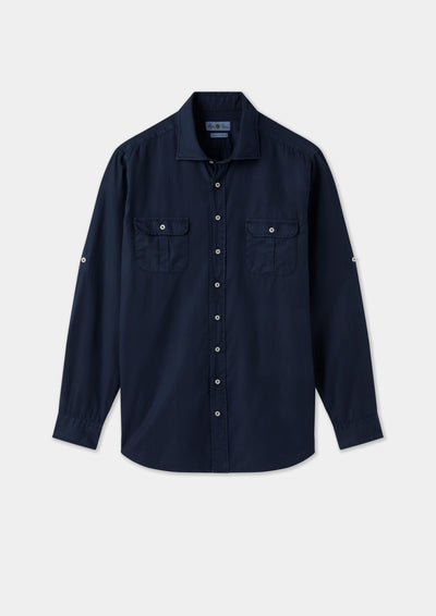 Mens Cotton Long Sleeve Shirt in Navy