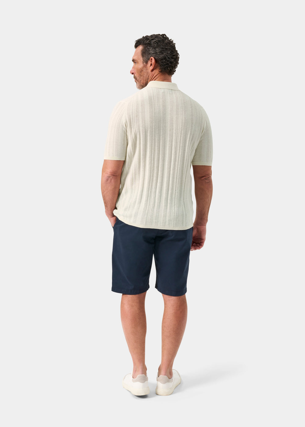Men's Cotton Revere Collar Shirt in White