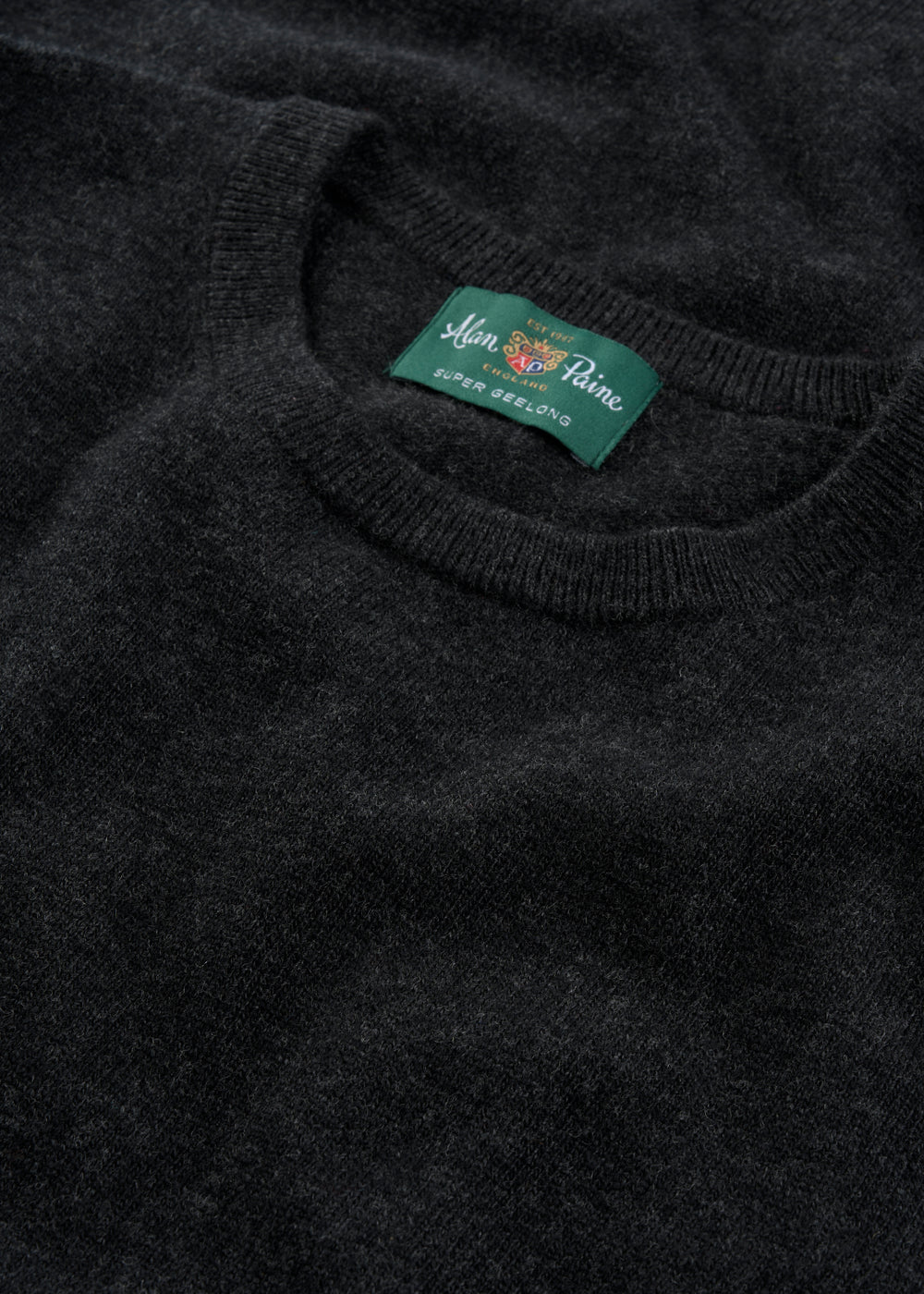 Men's Geelong Wool Crew Neck Jumper in Charcoal
