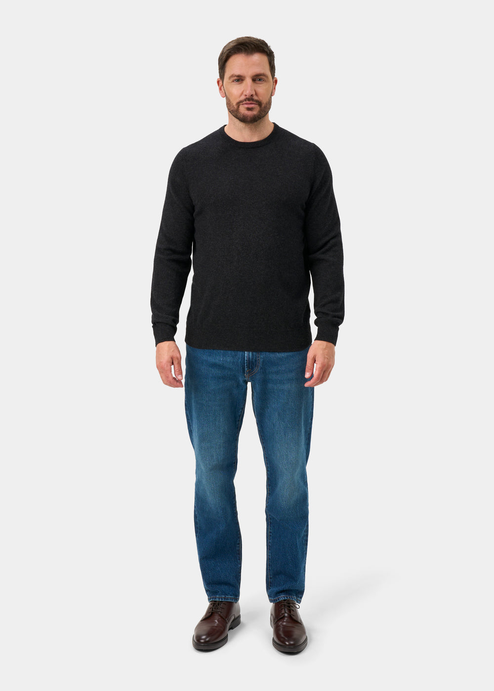 Brisbane Geelong Wool Jumper in Charcoal - Regular Fit