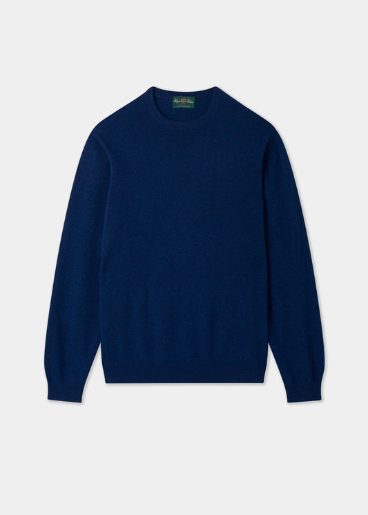 Men's Geelong Wool Crew Neck Jumper in Indigo