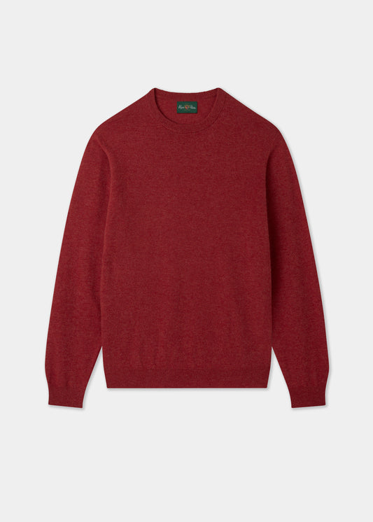 Men's Geelong Wool Crew Neck Jumper in Poppy Melange