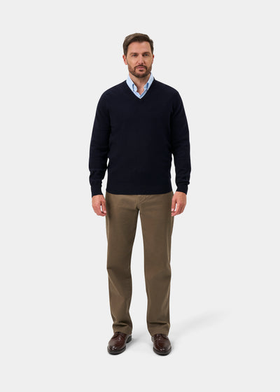 Albury Geelong Wool Jumper in Dark Navy - Regular Fit