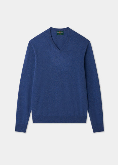 Men's Geelong Wool Vee Neck Jumper in Ullswater