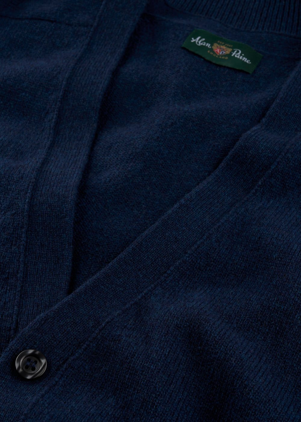 Men's Lambswool Vee Neck Cardigan Jumper in Indigo