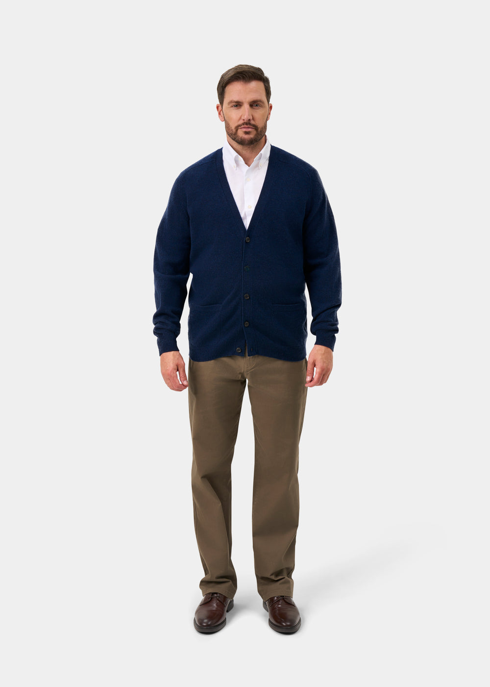 Cornwall Lambswool Cardigan in Indigo - Classic Fit