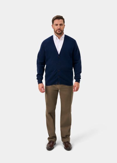 Cornwall Lambswool Cardigan in Indigo - Classic Fit