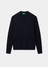 Men's Lambswool Vee Neck Cardigan Jumper in Navy