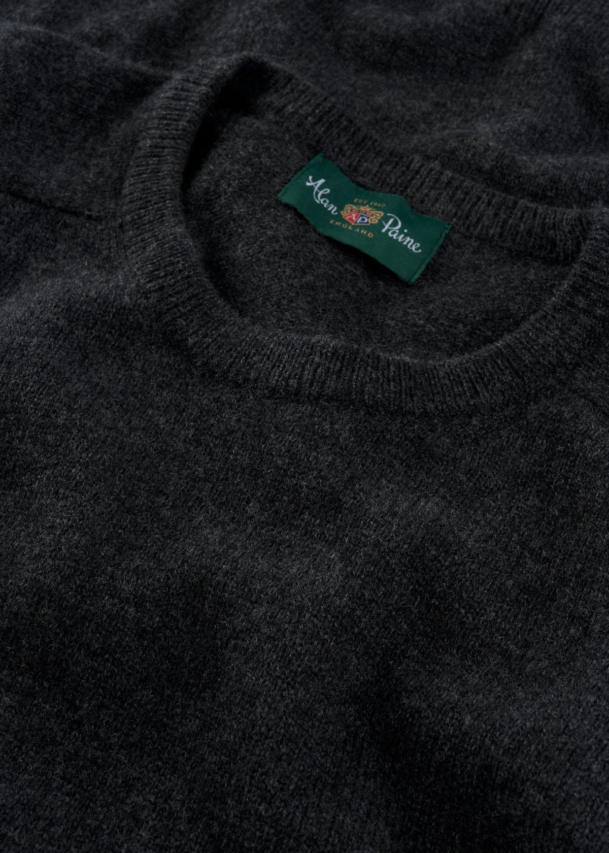 Men's Lambswool Crew Neck Jumper in Charcoal