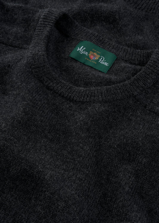 Men's Lambswool Crew Neck Jumper in Charcoal