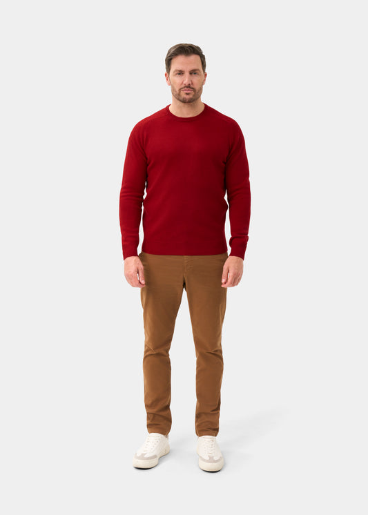 Men's Lambswool Crew Neck Jumper in Dubonnet
