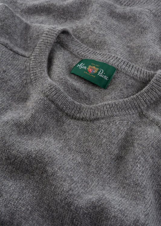Men's Lambswool Crew Neck Jumper in Grey Mix
