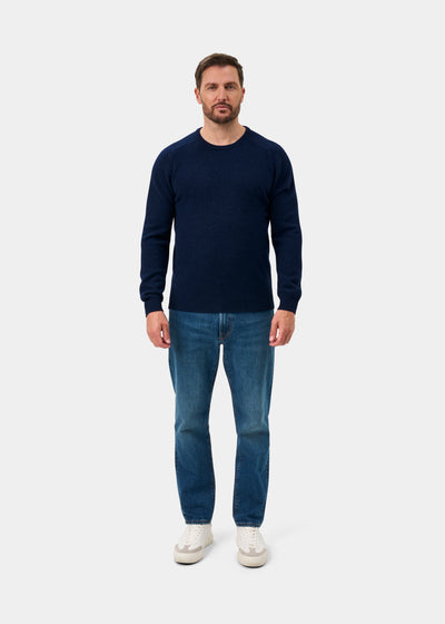 Lenzie Men's Lambswool Jumper In Indigo - Regular Fit