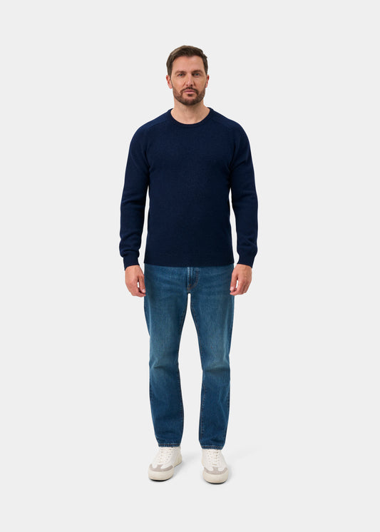 Lenzie Men's Lambswool Jumper In Indigo - Regular Fit