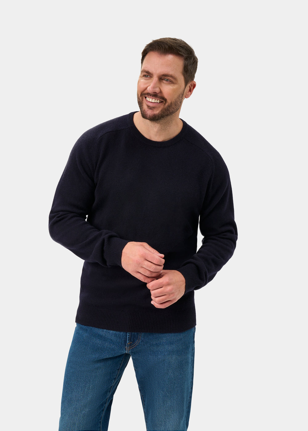 Dorset Men's Lambswool Jumper in Navy - Classic Fit