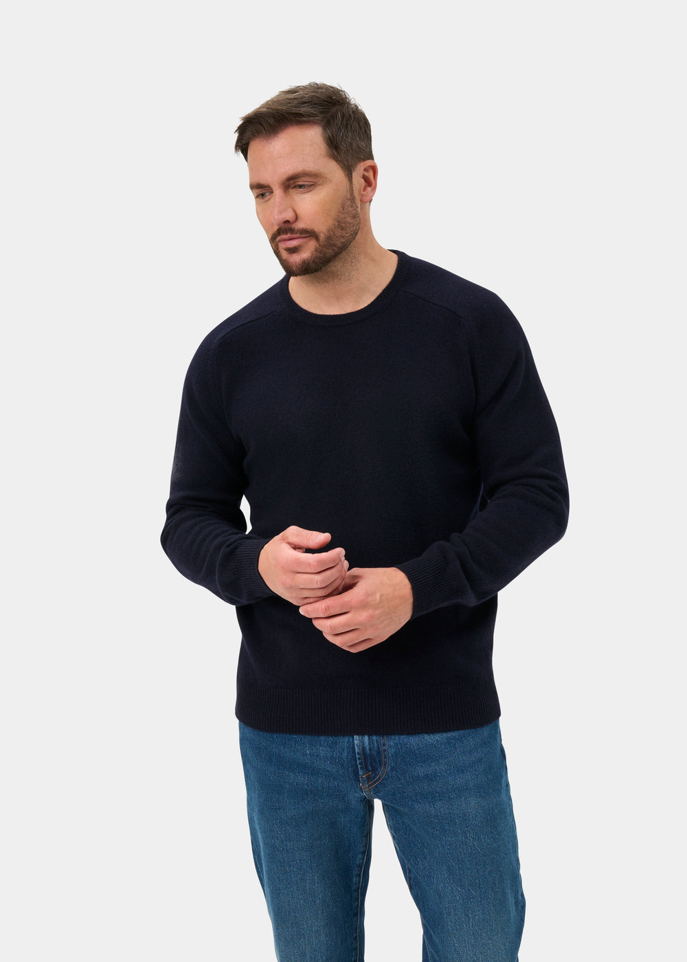 Lenzie Men's Lambswool Jumper In Navy Jumper - Regular Fit