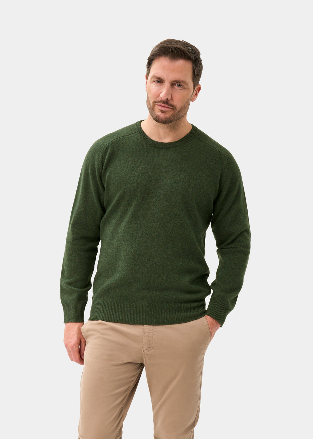 Men's Lambswool Crew Neck Jumper in Rosemary