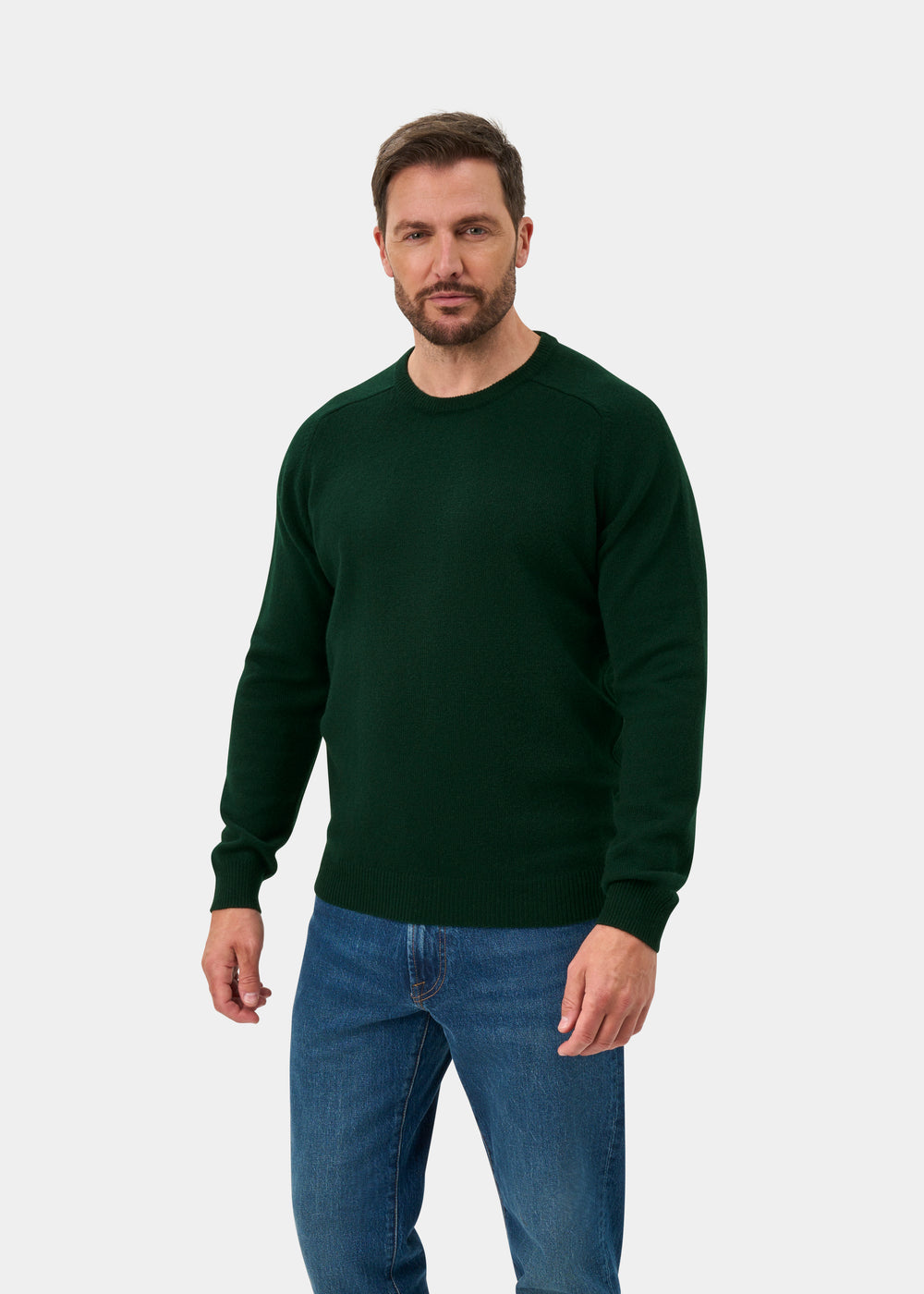 Lenzie Men's Lambswool Jumper In Tartan Green - Regular Fit
