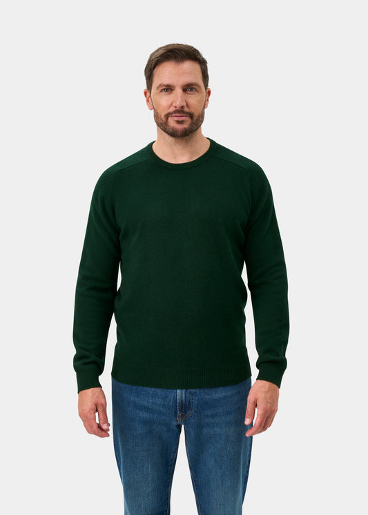 Lenzie Men's Lambswool Jumper In Tartan Green - Regular Fit